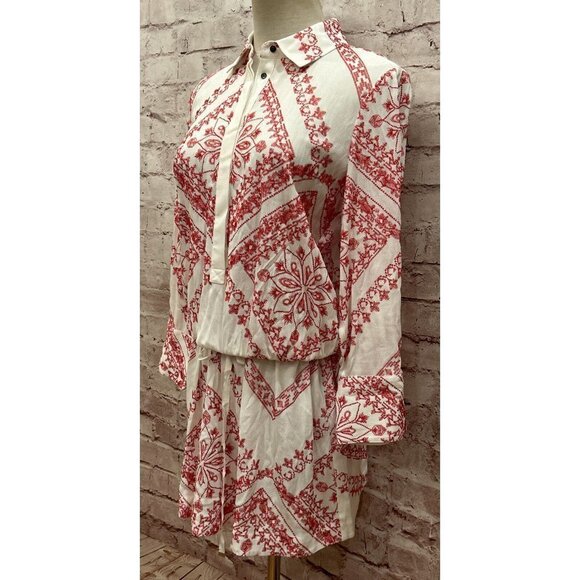 Twelfth Street CYNTHIA VINCENT Cinched Waist MINI DRESS Embroidered Rayon Small - Picture 4 of 5